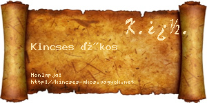 Kincses Ákos névjegykártya